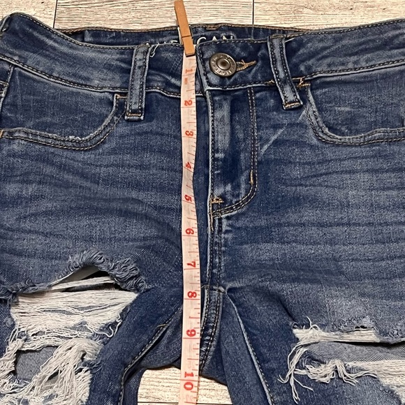 American Eagle Next Level Stretch Jegging Distressed Women 00 Regular Denim - Picture 7 of 11